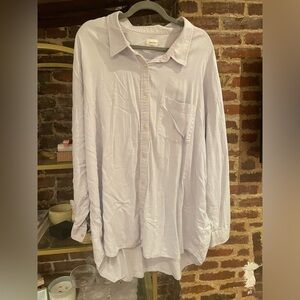 Aritzia Light Blue Oversized Linen Blouse